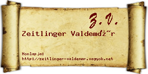 Zeitlinger Valdemár névjegykártya